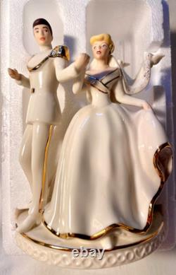 Disney Cinderella & Prince Hand Painted 24K Gold Lenox Wedding Cake Topper New