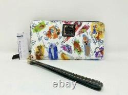 Disney Dooney & and Bourke Ink and Paint Zip Wallet Briar Rose Pinocchio NWT B