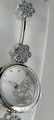 Disney Ladies Time Works Cinderella Steel Wrist Watch Sky Blue Swarovski Crystal