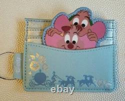 Disney Loungefly Cinderella Mini Backpack, Cardholder Mice Jaq Gus Blue Dress