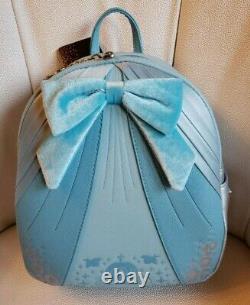 Disney Loungefly Cinderella Mini Backpack, Cardholder Mice Jaq Gus Blue Dress