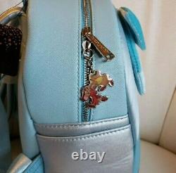 Disney Loungefly Cinderella Mini Backpack, Cardholder Mice Jaq Gus Blue Dress