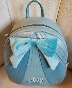 Disney Loungefly Cinderella Mini Backpack, Cardholder Mice Jaq Gus Blue Dress