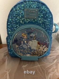 Disney Loungefly Princess Cinderella Sequin Snow Globe Mini Backpack (BRAND NEW)