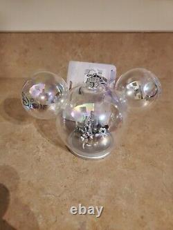 Disney Parks 100th Anniversary Mickey Cinderella Castle Glass Christmas Ornament