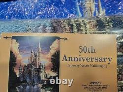 Disney Parks 50th Anniversary Tapestry Wall Hanging Cinderella Castle New