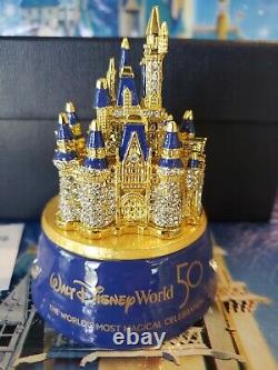 Disney Parks Arribas 50TH Anniversary Cinderella Castle Jeweled Trinket Box New