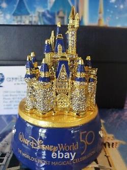 Disney Parks Arribas 50TH Anniversary Cinderella Castle Jeweled Trinket Box New