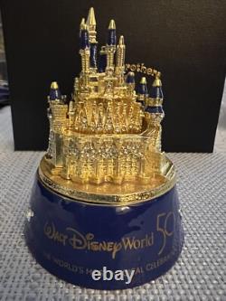 Disney Parks Arribas 50th Anniversary Cinderella Castle Jeweled Trinket Box New