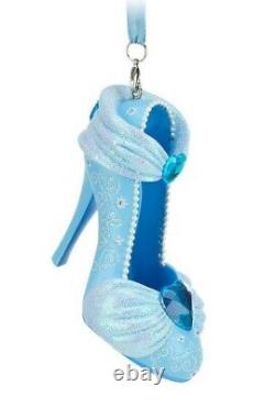 Disney Parks Princess Cinderella Glitter Blue Runway Shoe Ornament Christmas NEW