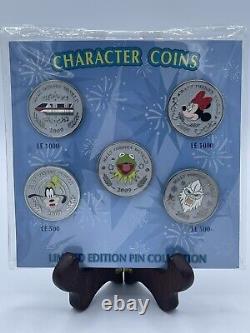 Disney Pins Character Coins LE Complete Set 15 MONORAIL STITCH KERMIT CINDERELLA