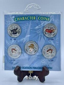 Disney Pins Character Coins LE Complete Set 15 MONORAIL STITCH KERMIT CINDERELLA