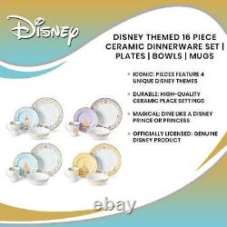 Disney Princess 16-Piece Dinnerware Set Cinderella, Jasmine, Ariel, Belle