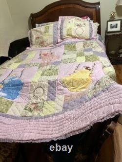 Disney Princess Patchwork Quilt Bedding Set Belle Cinderella Aurora Multicolor