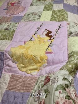 Disney Princess Patchwork Quilt Bedding Set Belle Cinderella Aurora Multicolor