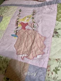 Disney Princess Patchwork Quilt Bedding Set Belle Cinderella Aurora Multicolor