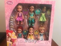 Disney Princess Petite 6 Doll Gift Set with rare Jasmine and Cinderella dolls