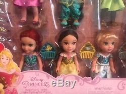 Disney Princess Petite 6 Doll Gift Set with rare Jasmine and Cinderella dolls
