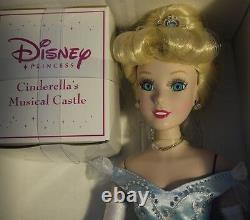 Disney Princess Set 3 Brass Key Musical Castle Porcelain Doll Cinderella Belle