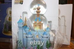 Disney Rotating Tinkerbell Cinderella Castle Double Snowglobe NEW