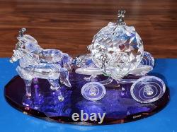 Disney Showcase Crystal World Ltd Ed Cinderella Carriage Coach W Jaq Gus MIB