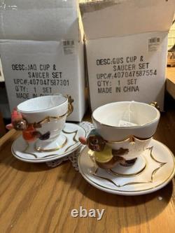 Disney Store CINDERELLA'S JAQ AND GUS TEACUPS & SAUCERS in ORIGINAL BOX-RARE