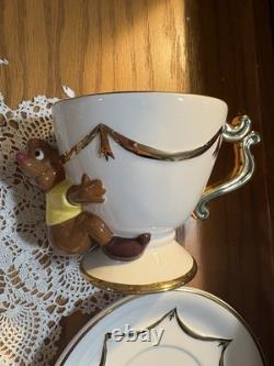 Disney Store CINDERELLA'S JAQ AND GUS TEACUPS & SAUCERS in ORIGINAL BOX-RARE