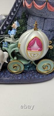 Disney Store Cinderella Staircase Snow globe YELLOW water NEW Open BOX