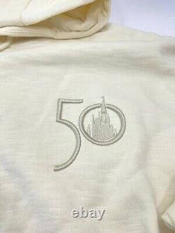 Disney World 50th Anniversary White Luxe Collection Hoodie Adult XL Sweatshirt