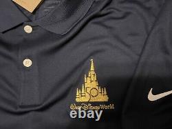 Disney World Magic Kingdom Cinderella Castle 50th Nike Golf Navy Polo Large New