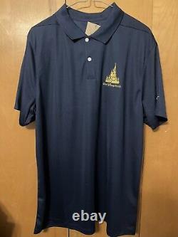 Disney World Magic Kingdom Cinderella Castle 50th Nike Golf Navy Polo Large New