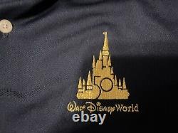 Disney World Magic Kingdom Cinderella Castle 50th Nike Golf Navy Polo Medium New