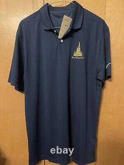 Disney World Magic Kingdom Cinderella Castle 50th Nike Golf Navy Polo Medium New