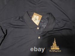 Disney World Magic Kingdom Cinderella Castle 50th Nike Golf Navy Polo Medium New