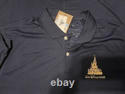 Disney World Magic Kingdom Cinderella Castle 50th Nike Golf Navy Polo Medium New