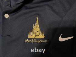 Disney World Magic Kingdom Cinderella Castle 50th Nike Golf Navy Polo Medium New