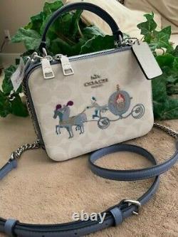 Disney X COACH Box Crossbody Signature Canvas with Cinderella Sold Out NWT