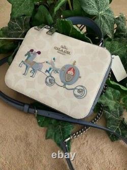 Disney X COACH Box Crossbody Signature Canvas with Cinderella Sold Out NWT