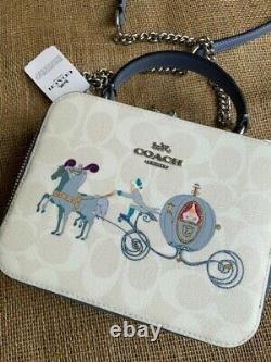 Disney X COACH Box Crossbody Signature Canvas with Cinderella Sold Out NWT