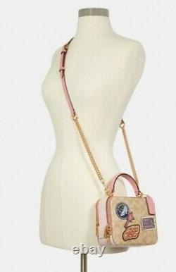 Disney X Coach C1434 Box Crossbody In Signature Canvas with Patches NWT SOLD OUT