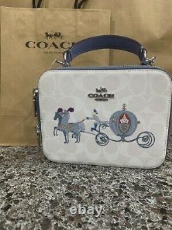 Disney X Coach Cinderella Crossbody Box Bag Purse Top Handle With Coach Gift Bag