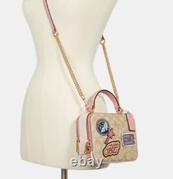Disney X Coach Signature Cinderella Patches Crossbody Box Bag Purse Top Handle