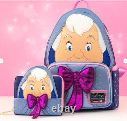 EXCLUSIVE Loungefly Disney Cinderella Fairy Godmother Backpack Wallet 2PC SET