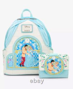 EXCLUSIVE Loungefly Disney Cinderella Stained Glass Portrait Backpack Wallet NWT