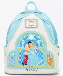 EXCLUSIVE Loungefly Disney Cinderella Stained Glass Portrait Backpack Wallet NWT
