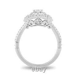 Enchanted Disney Cinderella 1 CT Oval CZ-Stone Split Shank Ring 14K White Gold