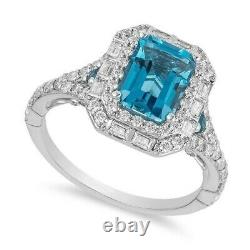 Enchanted Disney Cinderella Simulated Blue Topaz Double Frame Engagement Ring