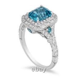 Enchanted Disney Cinderella Simulated Blue Topaz Double Frame Engagement Ring