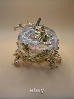 Franklin Mint Cinderella Crystal Pumpkin Coach 24K Gold Plated NEW No Box