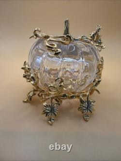 Franklin Mint Cinderella Crystal Pumpkin Coach 24K Gold Plated NEW No Box